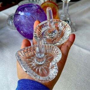 Set of 2 Vintage Waterford  Crystal Glass Ring Holders both stamped
